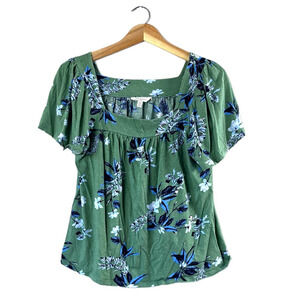 Women's Green Floral Lucky Brand Blouse M